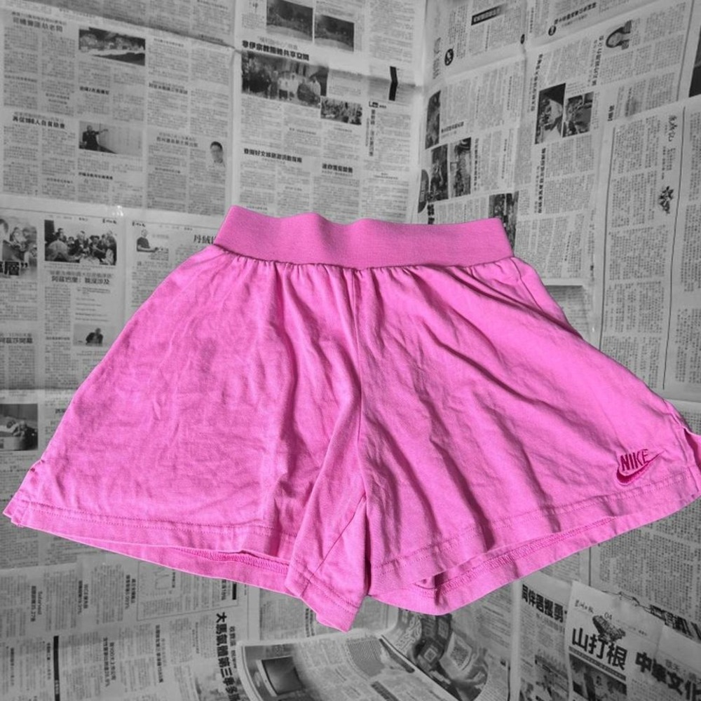 Nike Pink Lounge Shorts Elastic Waist Tonal Swoosh Athleisure Sporty Girl M